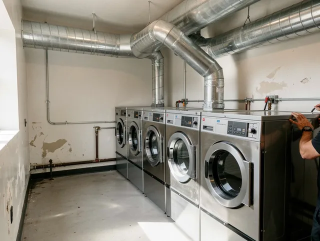 Deltona Dryer Vent Cleaning team performing large-scale commercial dryer vent cleaning in Deltona