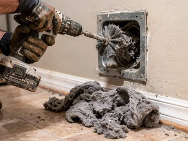 Certified Deltona Dryer Vent Cleaning technician performing dryer vent cleaning in Deltona